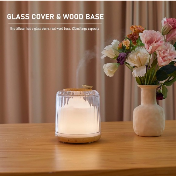 Essential Oil Diffuser, Glass and Real Wood, with Bluetooth Speaker, Led Light - Picture 7 of 7